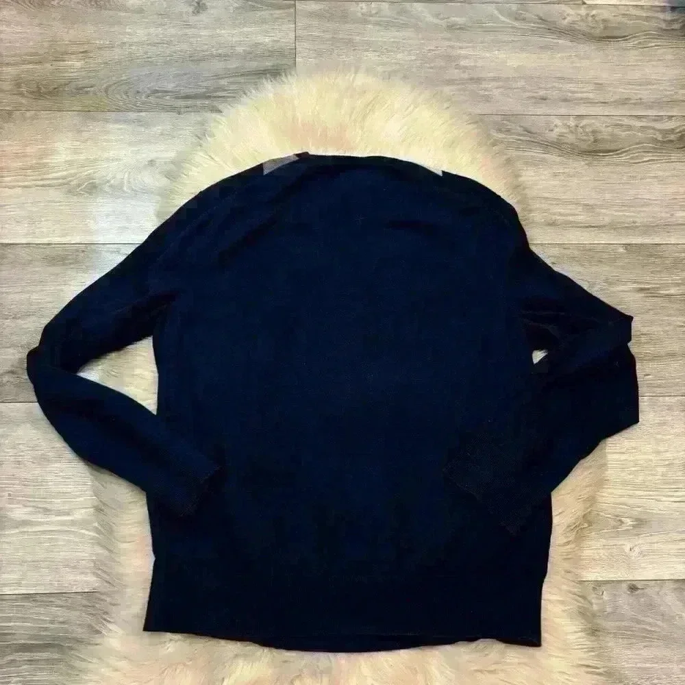 Mens Banana Republic Navy Blue Gray Argyle 100% Merino Wool Sweater Medium